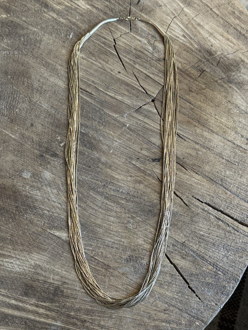 Vintage Navajo Liquid Silver GF 20 Strand Necklace Gold Filled Native American